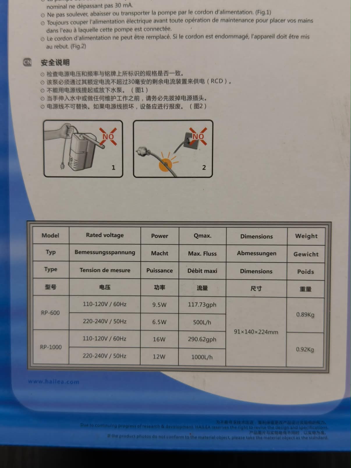 Hailea RP-1000 Internal Filter